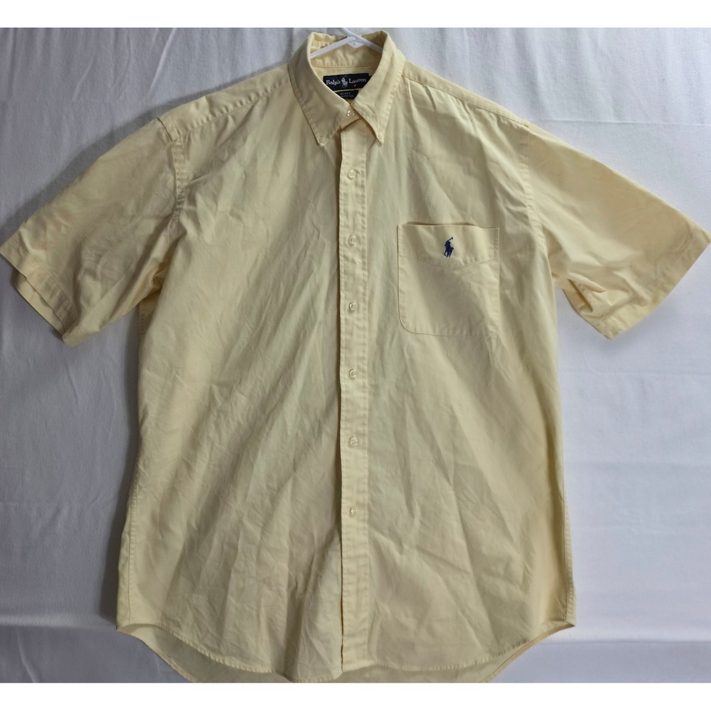 Polo Ralph Lauren Blake Shirt Mens Medium Yellow Short Sleeve Cotton Button Down